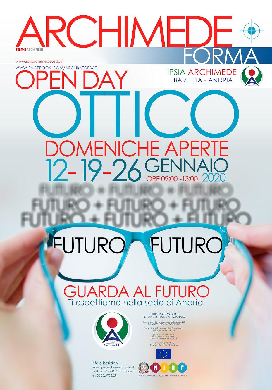 IPSIA ARCHIMEDE, poster di un paio di occhiali che focalizzano il testo FUTURO.